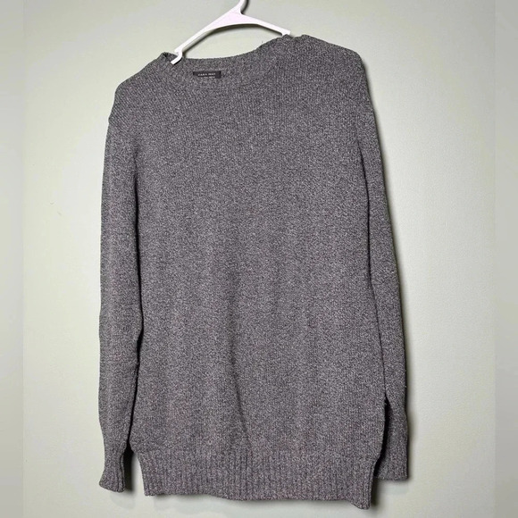 Zara Mens Crew Neck Sweater L‎ Long Sleeve Gray Heathered Stretch Medium Weight - Picture 1 of 5